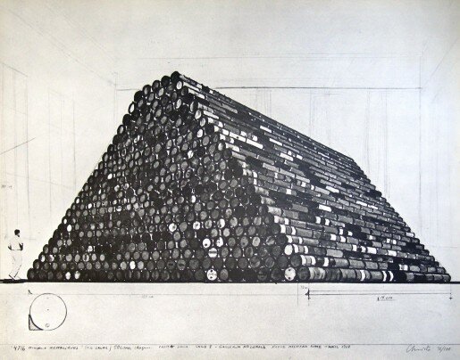 Christo, Monuments, 4716 Oil Drums, 1968