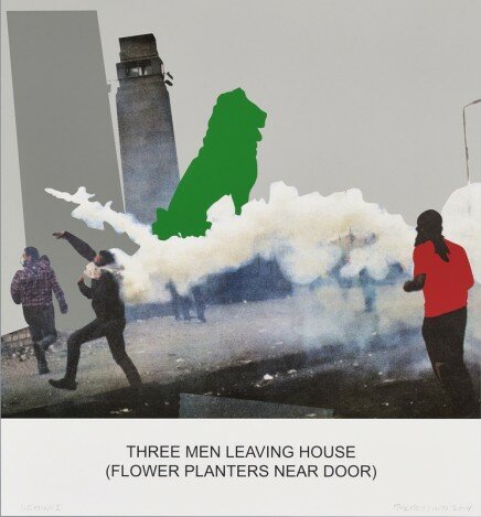 John Baldessari, The News: Three Men Leaving House..., 2014, kaufen The News: Three Men Leaving House... von John Baldessari