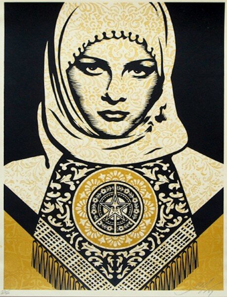 Shepard Fairey, Arab Woman (Gold), 2008
