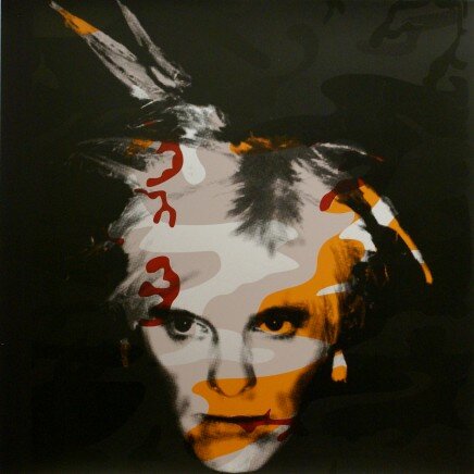 Camouflage Fright Wig - Silver and Orange on Taupe von Gavin Turk