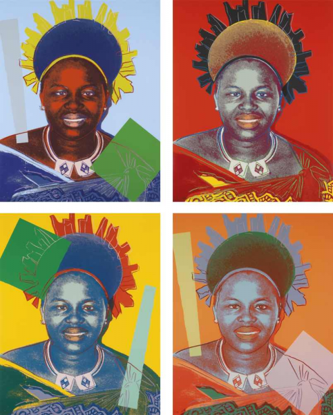 Andy Warhol, Queen Ntombi Twala of Swaziland (FS II.346-349), from the Portfolio “Reigning Queens”, 1985