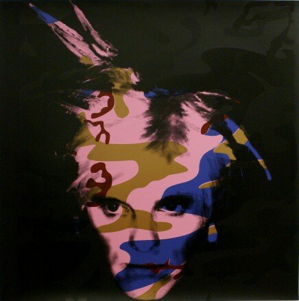 Camouflage Fright Wig - Blue and Bronze on Pink von Gavin Turk