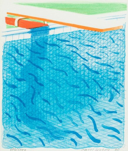 Pool Made with Paper and Blue Ink for Book von David Hockney